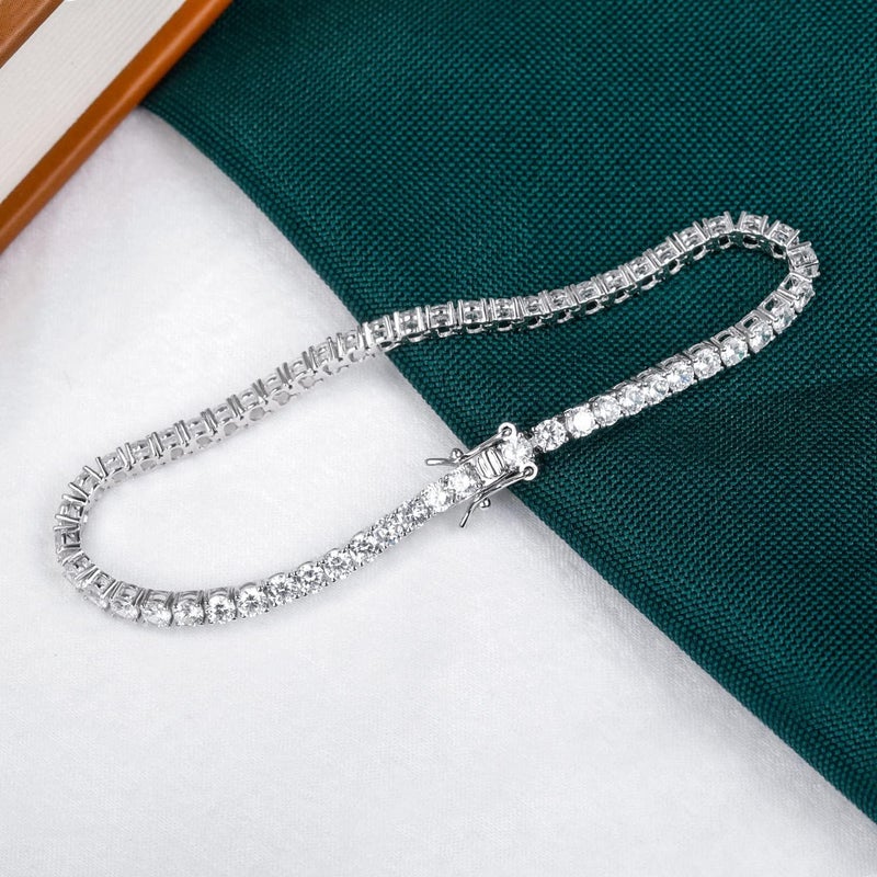TIKJE 925 Sterling Silver 2-7mm Cubic Zirconia Classic Tennis Bracelet | White Gold Bracelets for Women | Size 6-8.5 inches - Image 5